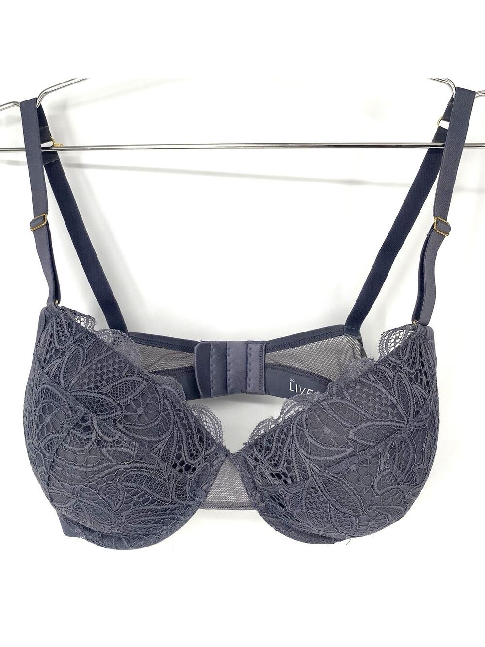 Lively Lace Underwire Bra 36D Gray Unlined Demi Balconette Mesh Womens - Picture 1 of 7